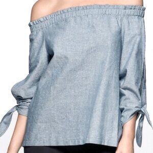Lorna Jane Denim Off Shoulder Blouse Sz. S *EUC* MSRP: $80+tax